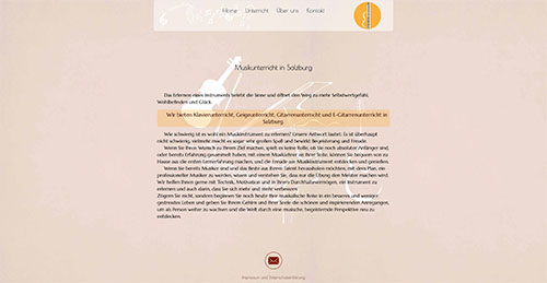 Screenshot von Musiklehre Salzburg Website