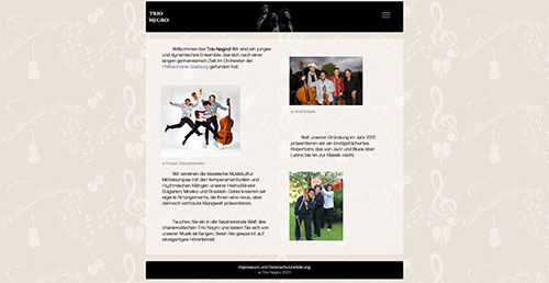 Screenshot von Trio Negro Website